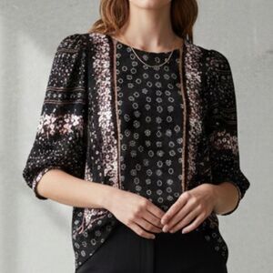 Mixed Print Floral‎ Geo Dolan Left Coast Black Viscose Blouse Size M Medium
